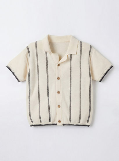 Giggles Camp Collar Short Sleeves Shirt and Shorts Set with Stripes-baby-boys-clothing-setsandcoords-image-3