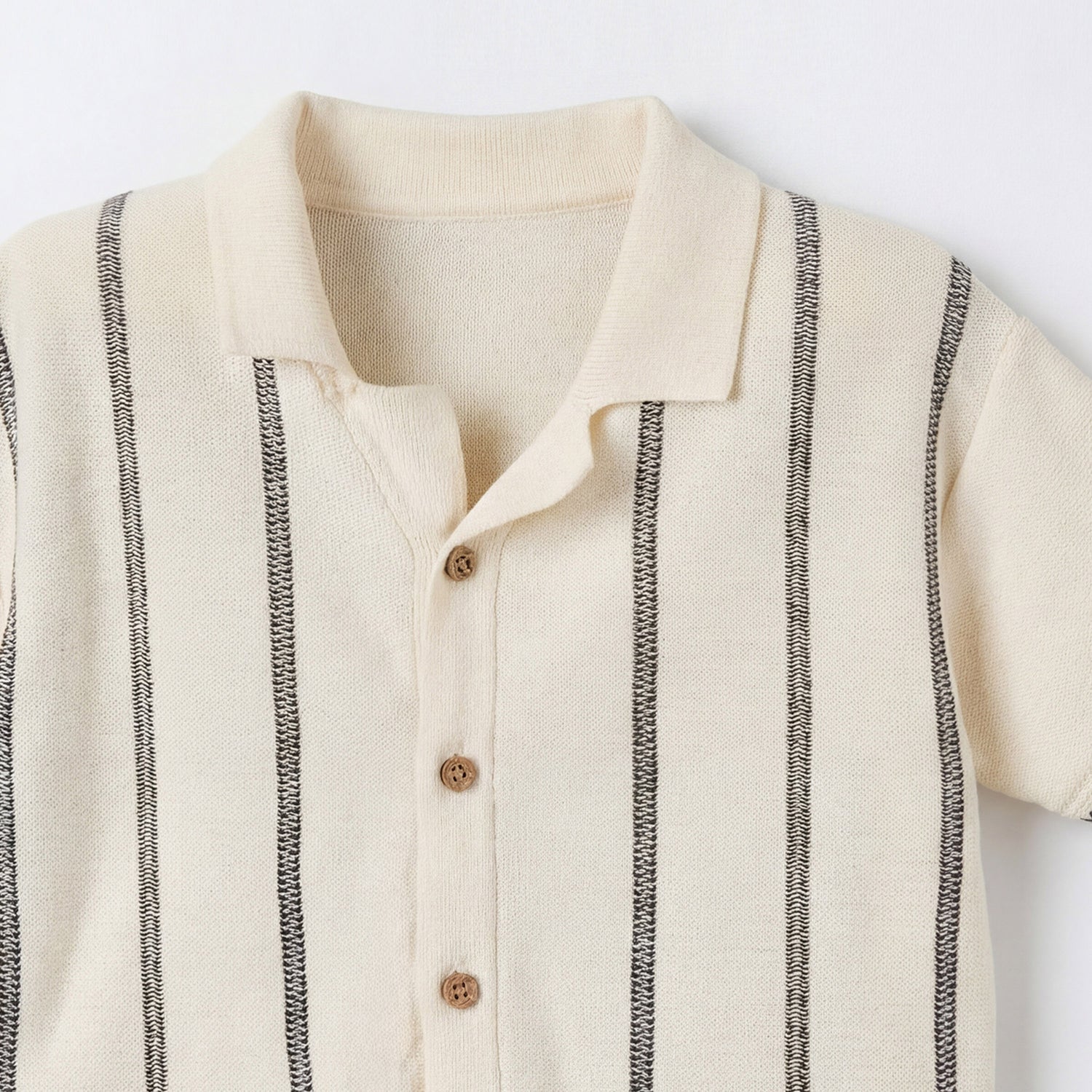 Giggles Camp Collar Short Sleeves Shirt and Shorts Set with Stripes