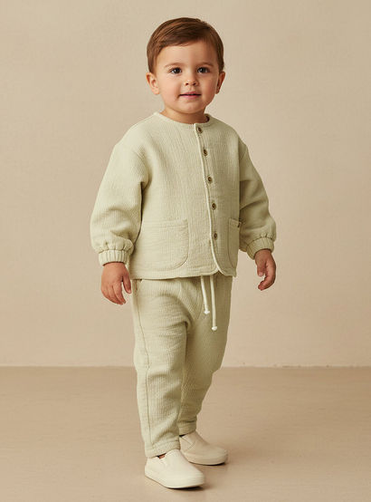 Giggles Crew Neck Long Sleeves Top and Pants Set with Textured Design-baby-boys-clothing-setsandcoords-image-1