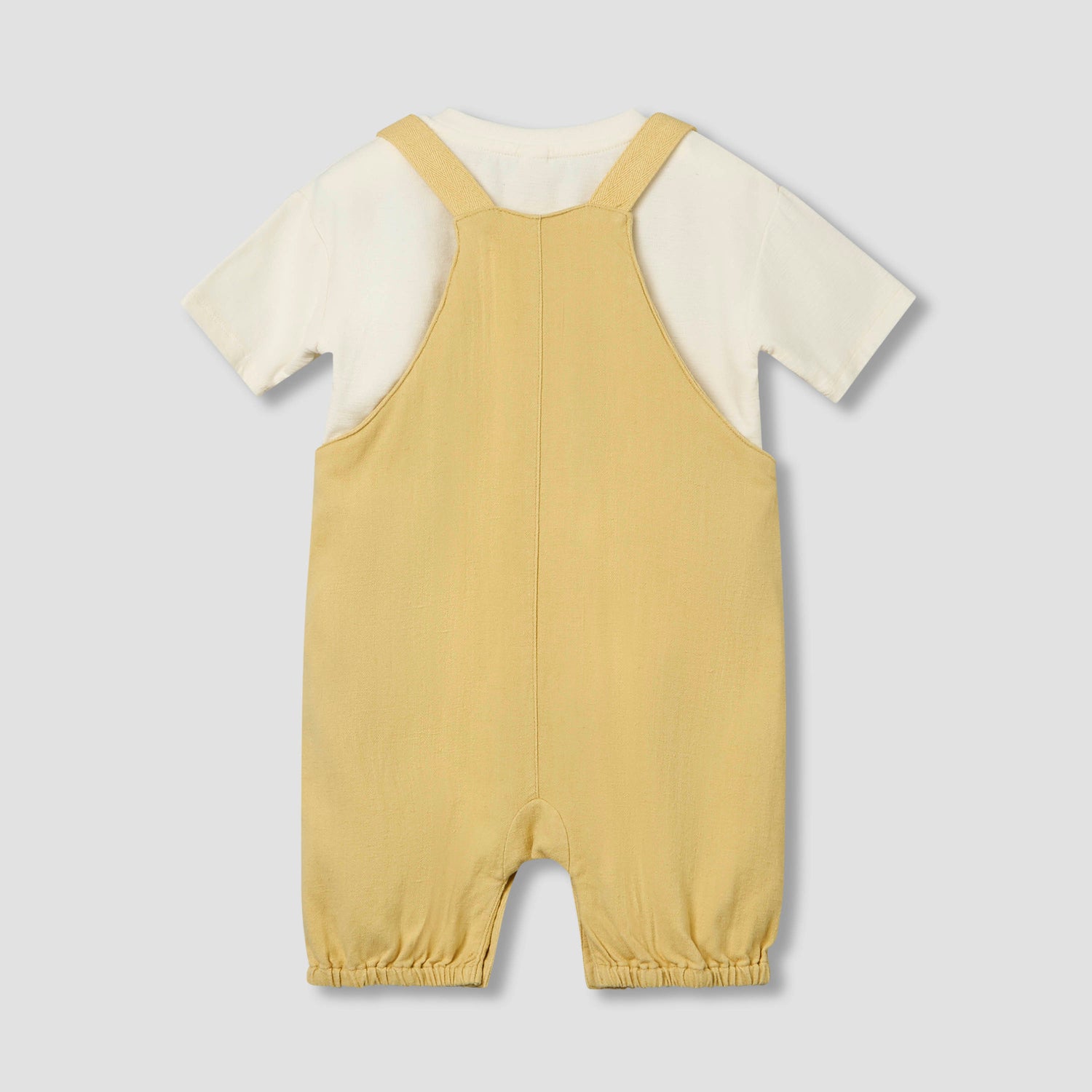 Giggles Henley Neck Short Sleeves T-shirt and Dungaree Set with Chest Pocket