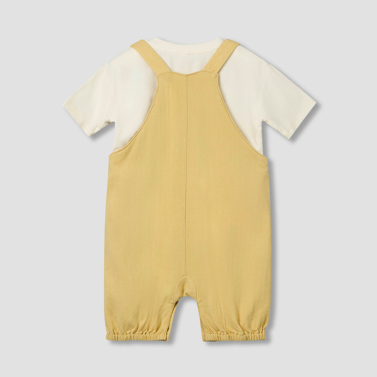 Giggles Henley Neck Short Sleeves T-shirt and Dungaree Set with Chest Pocket