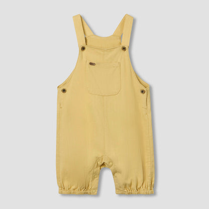 Giggles Henley Neck Short Sleeves T-shirt and Dungaree Set with Chest Pocket