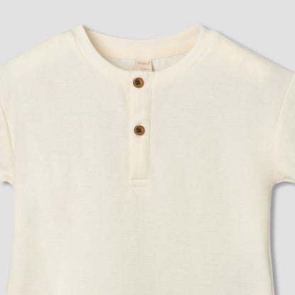 Giggles Henley Neck Short Sleeves T-shirt and Dungaree Set with Chest Pocket