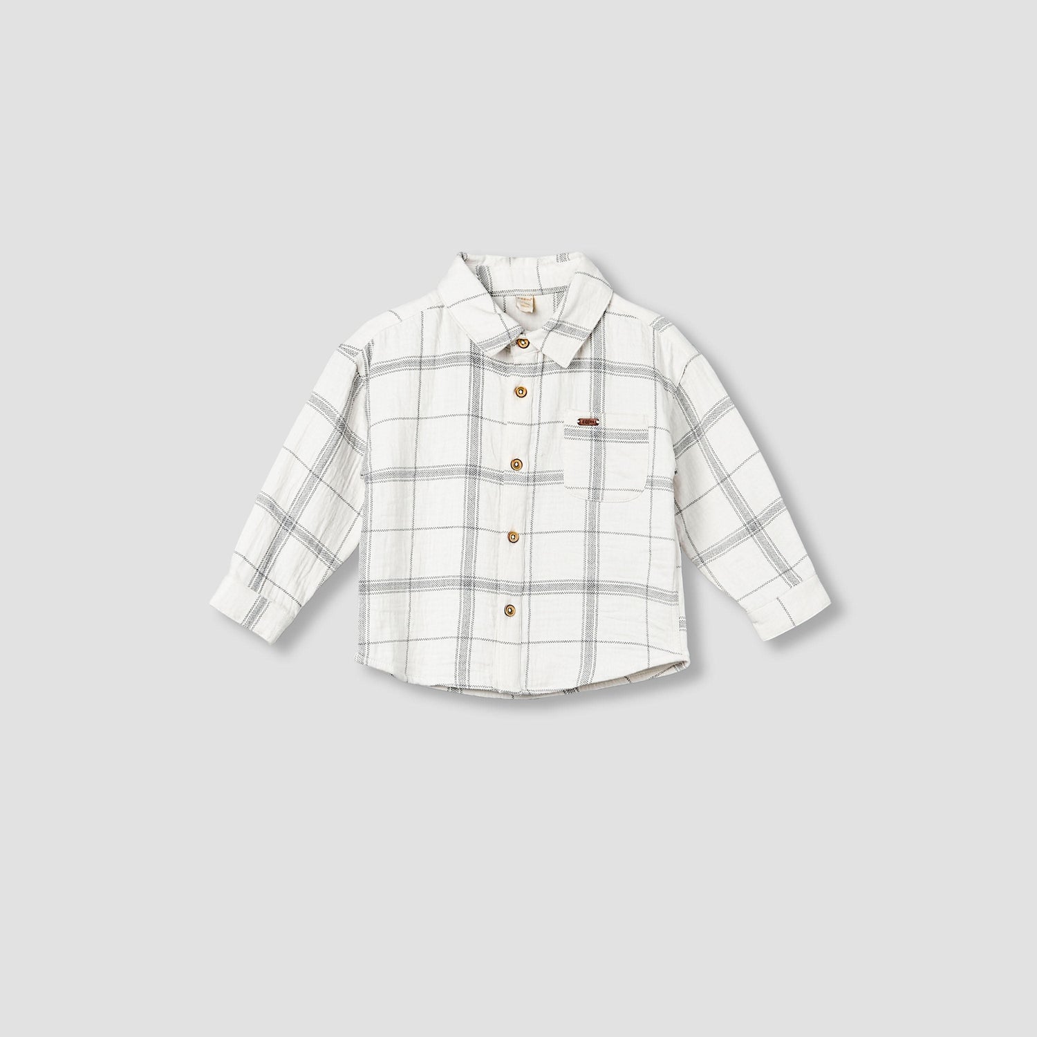 Giggles Collared Long Sleeves Shirt and Pants Set with Checked Design