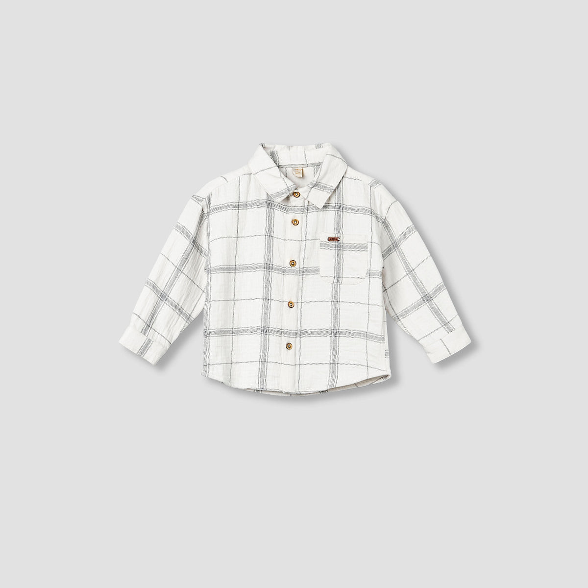 Giggles Collared Long Sleeves Shirt and Pants Set with Checked Design