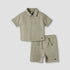 Giggles Collared Neck Short Sleeve Shirt and Shorts Set with Drawstring Closure - Green / 12-18 mths