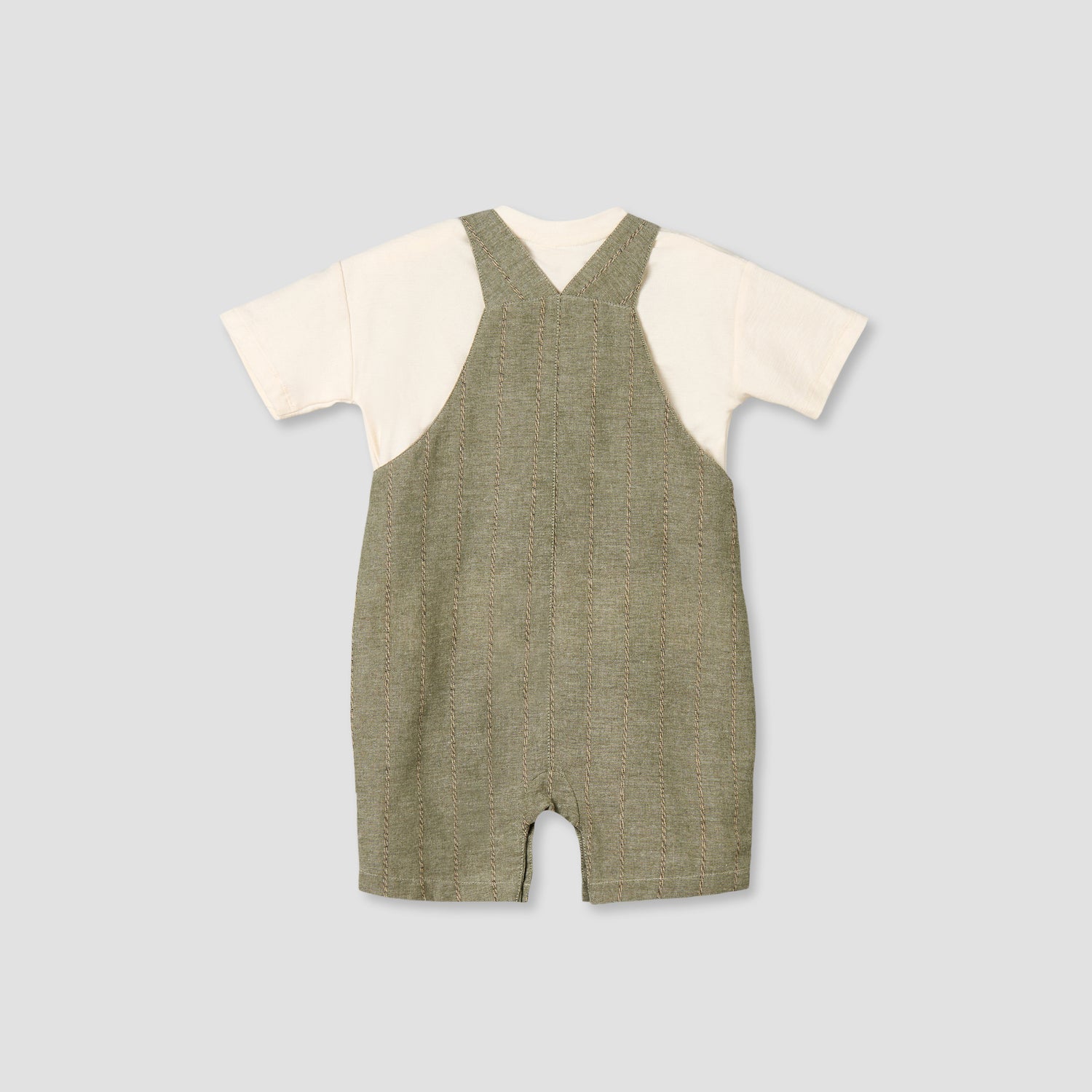 Giggles Crew Neck Short Sleeves T-shirt and Dungaree Set with Snap Button Closure