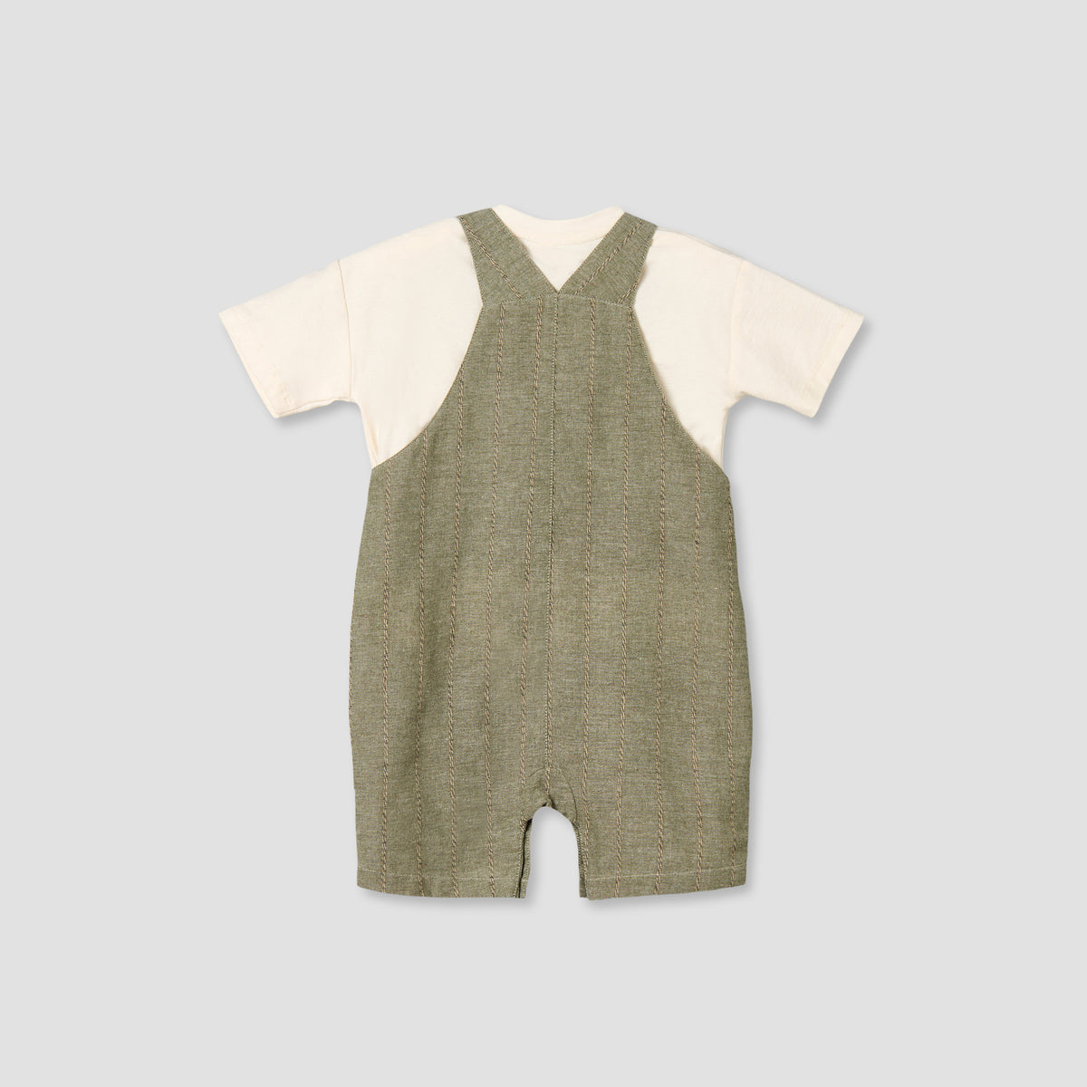 Giggles Crew Neck Short Sleeves T-shirt and Dungaree Set with Snap Button Closure