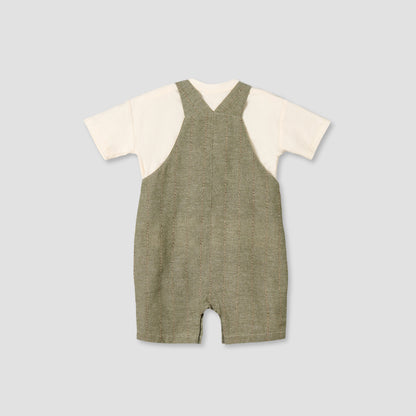 Giggles Crew Neck Short Sleeves T-shirt and Dungaree Set with Snap Button Closure