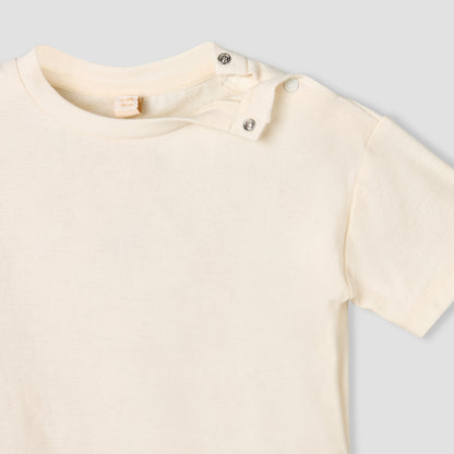 Giggles Crew Neck Short Sleeves T-shirt and Dungaree Set with Snap Button Closure