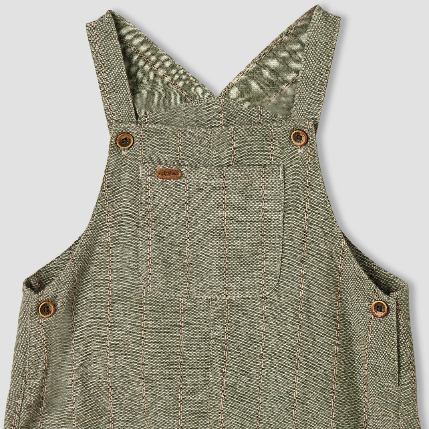 Giggles Crew Neck Short Sleeves T-shirt and Dungaree Set with Snap Button Closure