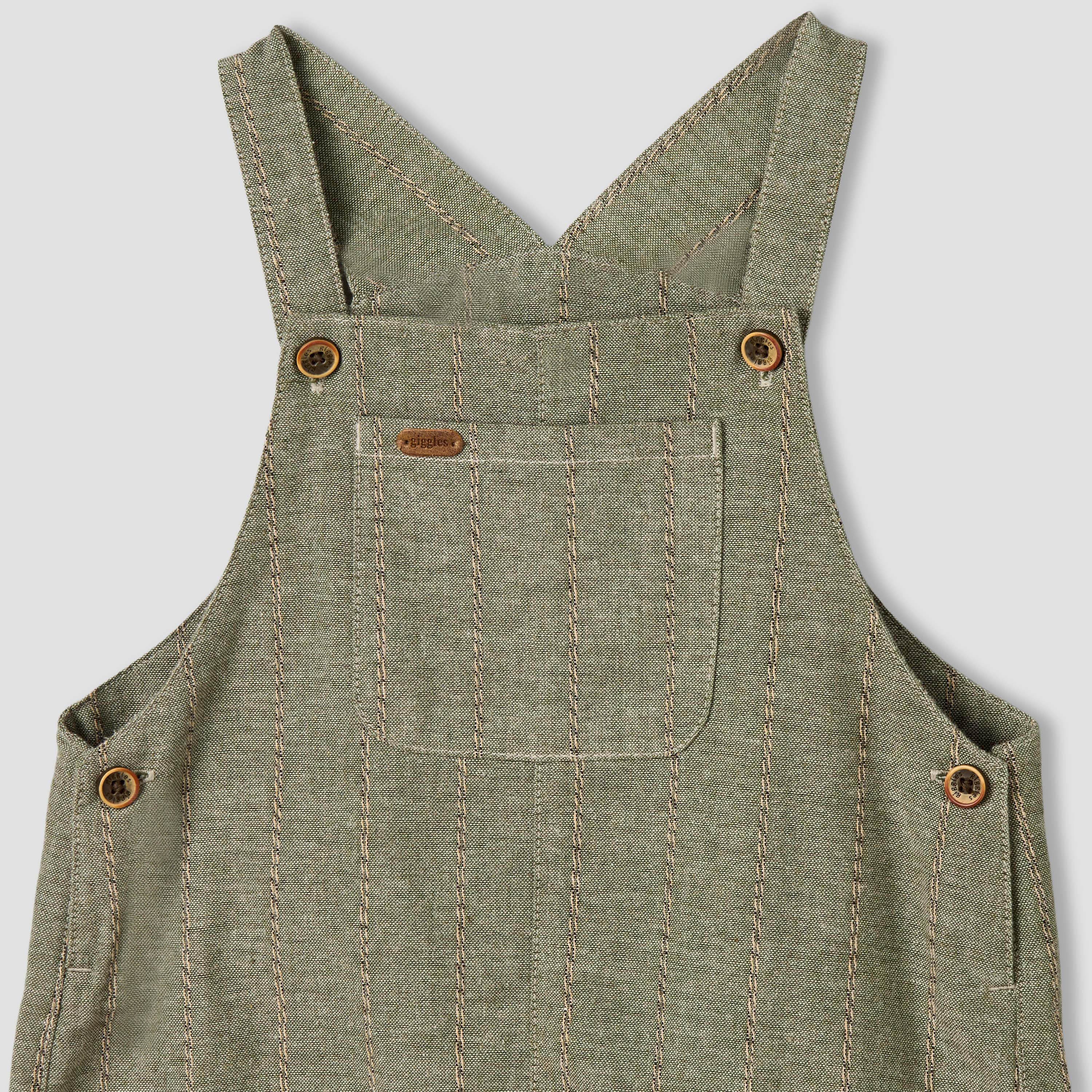 Giggles Crew Neck Short Sleeves T-shirt and Dungaree Set with Snap Button Closure