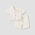 Giggles Collared Short Sleeves Shirt and Shorts Set with Embroidered Design - Cream / 12-18 mths