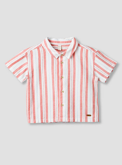 Giggles Collared Short Sleeve Shirt and Shorts Set with Stripes-baby-boys-clothing-setsandcoords-image-3