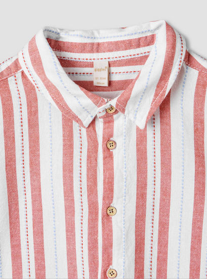 Giggles Collared Short Sleeve Shirt and Shorts Set with Stripes-baby-boys-clothing-setsandcoords-image-5