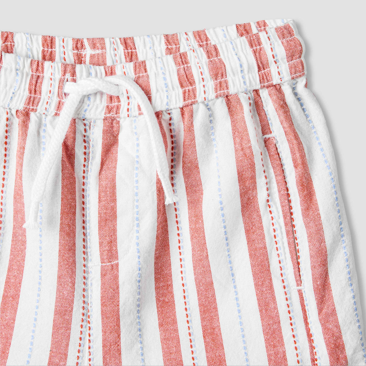 Giggles Collared Short Sleeve Shirt and Shorts Set with Stripes