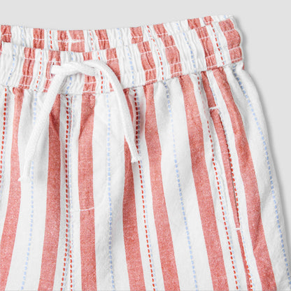 Giggles Collared Short Sleeve Shirt and Shorts Set with Stripes