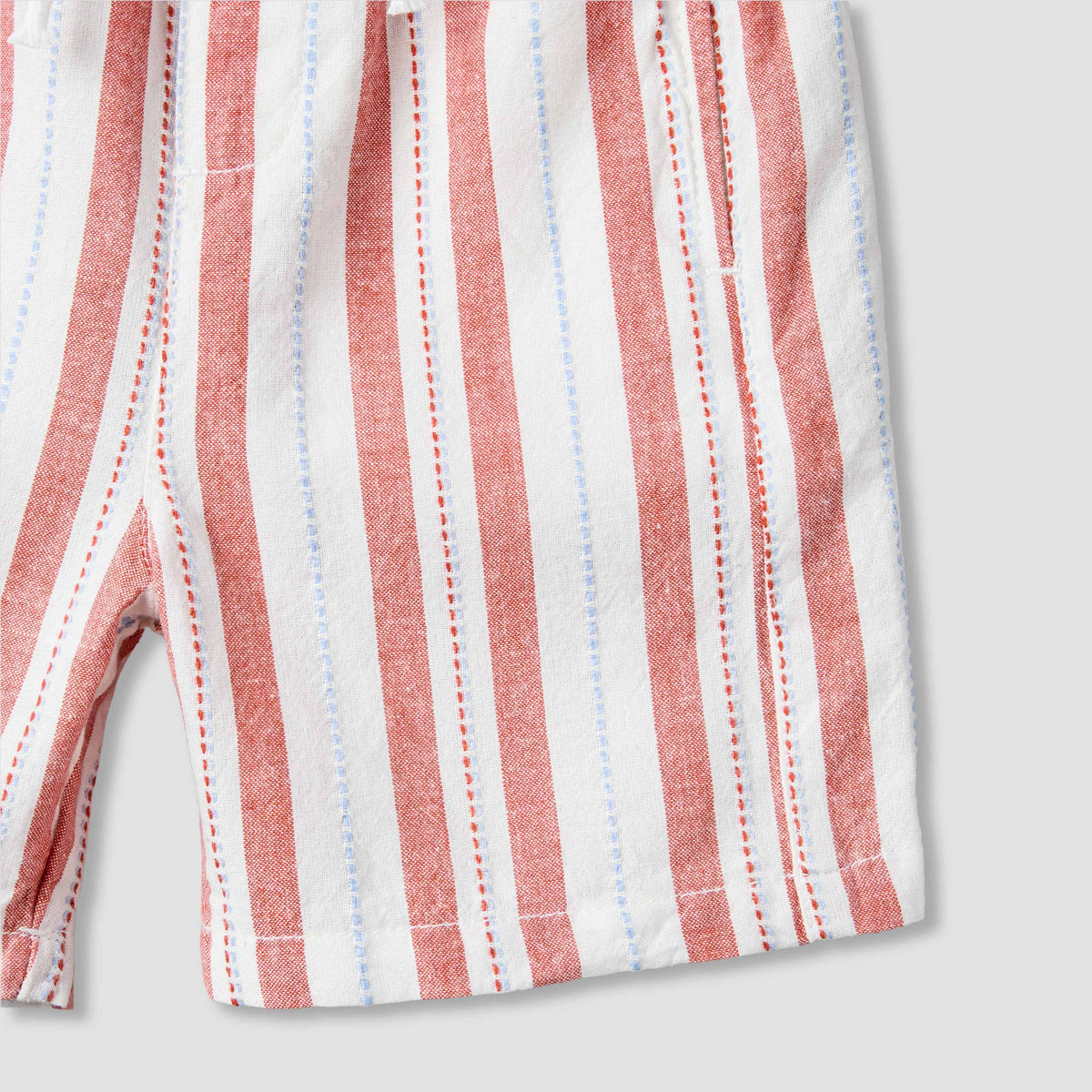 Giggles Collared Short Sleeve Shirt and Shorts Set with Stripes