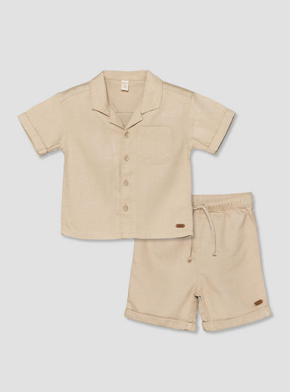 Giggles Collared Short Sleeves Shirt and Shorts Set with Chest Pocket-baby-boys-clothing-setsandcoords-image-1