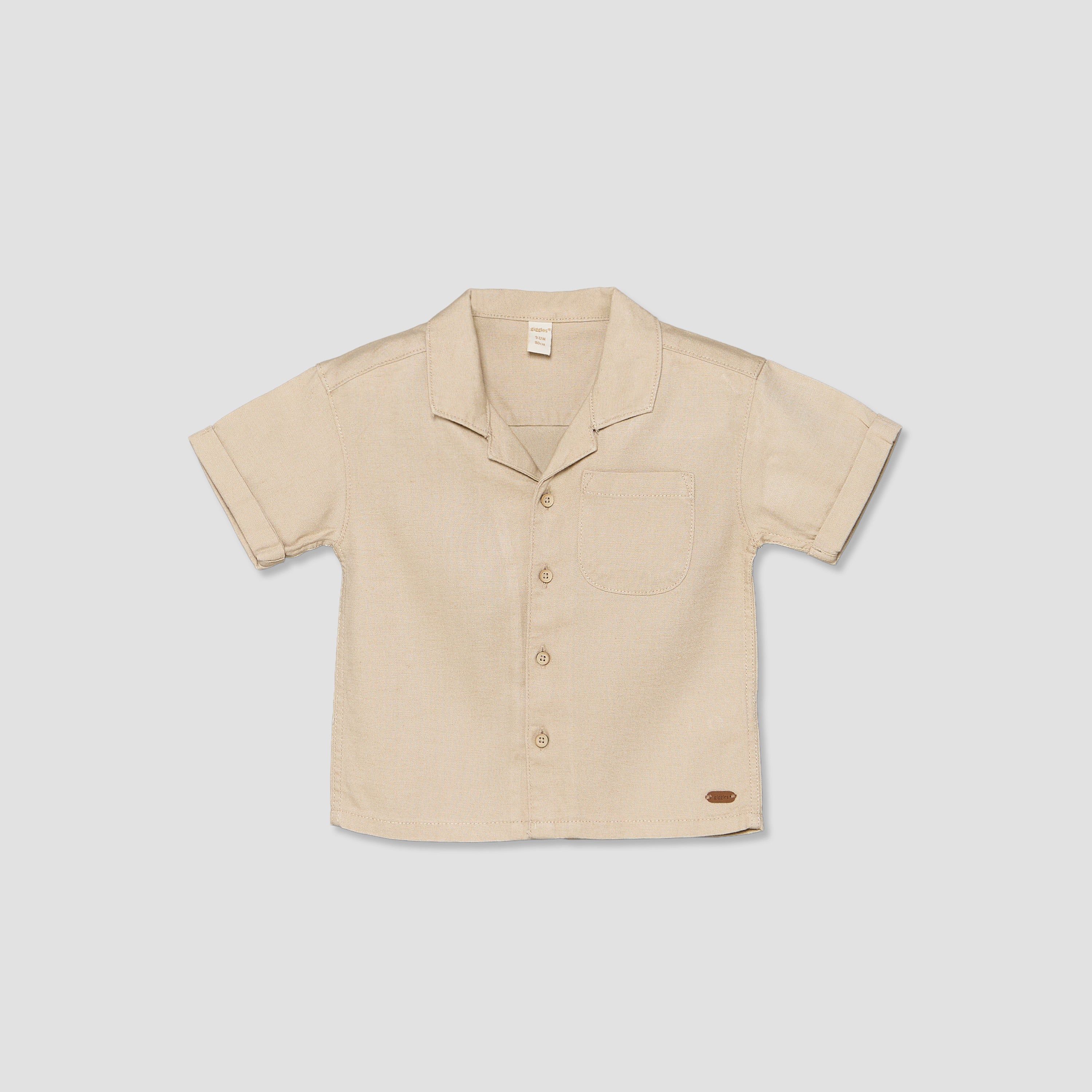 Giggles Collared Short Sleeves Shirt and Shorts Set with Chest Pocket