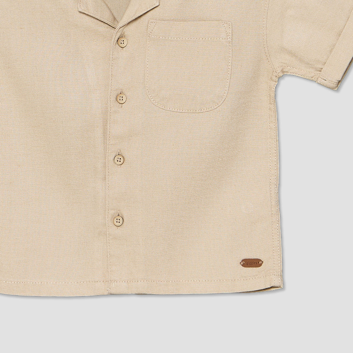 Giggles Collared Short Sleeves Shirt and Shorts Set with Chest Pocket