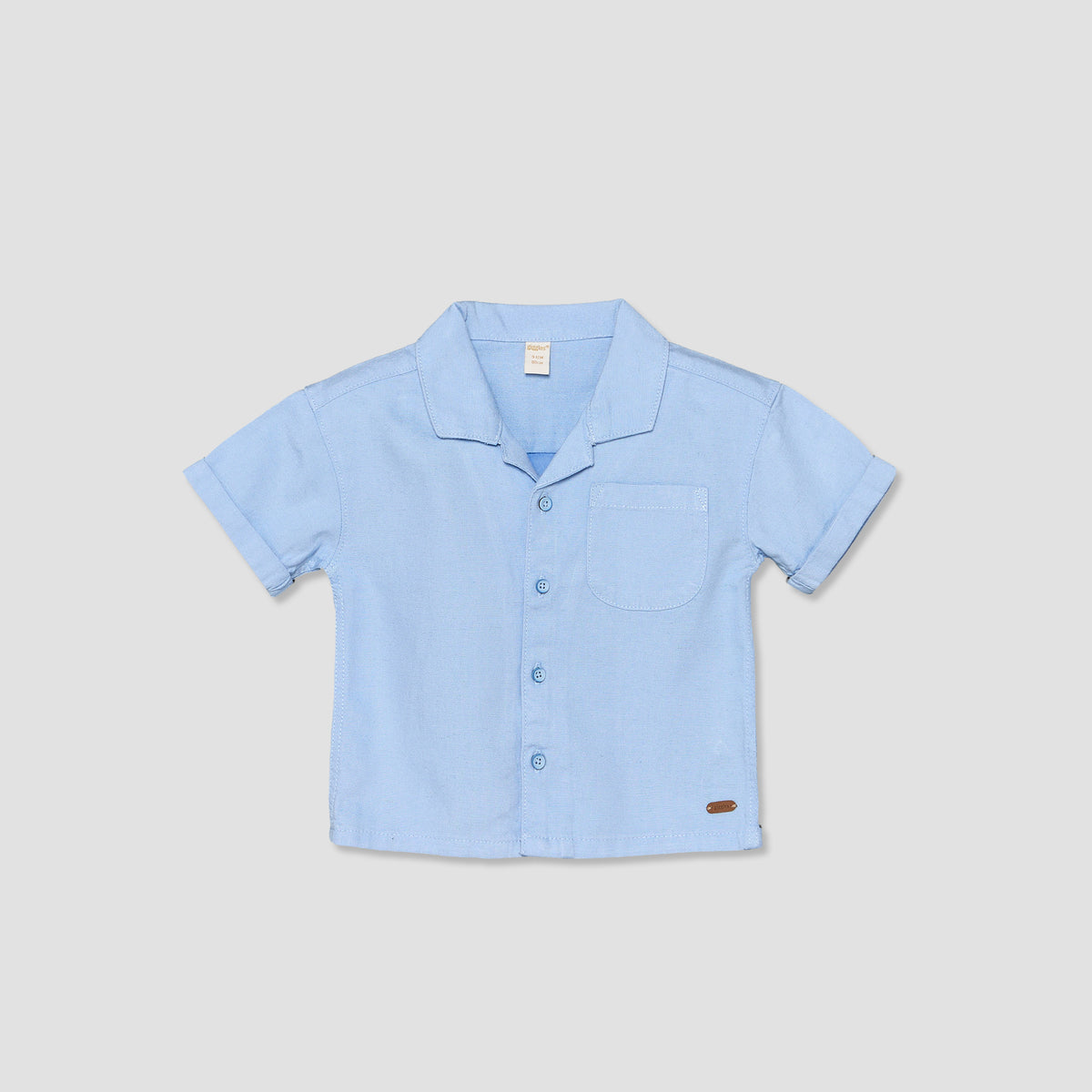 Giggles Camp Collar Short Sleeves Shirt and Shorts Set with Solid Design