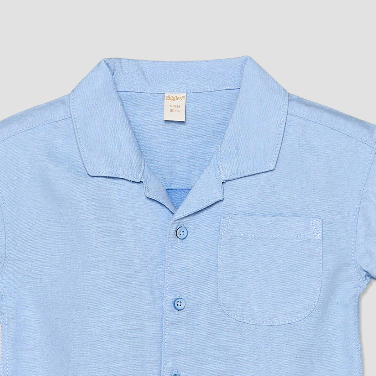 Giggles Camp Collar Short Sleeves Shirt and Shorts Set with Solid Design