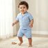 Giggles Camp Collar Short Sleeves Shirt and Shorts Set with Solid Design - Blue / 18-24 mths