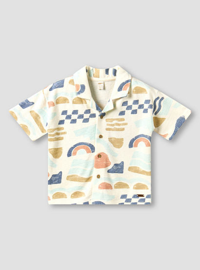 Giggles Collared Short Sleeves Shirt and Shorts Set with Abstract Print-baby-boys-clothing-setsandcoords-image-3