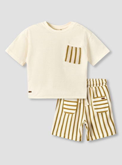 Giggles Crew Neck Short Sleeve T-shirt and Shorts Set with Button Closure-baby-boys-clothing-setsandcoords-image-1