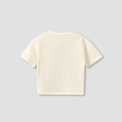 Giggles Crew Neck Short Sleeve T-shirt and Shorts Set with Button Closure