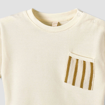 Giggles Crew Neck Short Sleeve T-shirt and Shorts Set with Button Closure