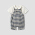 Giggles Collared Short Sleeve Top and Dungaree Set with Button Closure - Black / 18-24 mths
