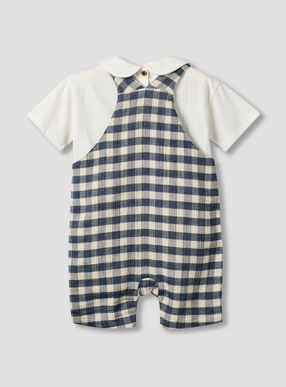 Giggles Collared Short Sleeve Top and Dungaree Set with Button Closure-baby-boys-clothing-setsandcoords-image-2