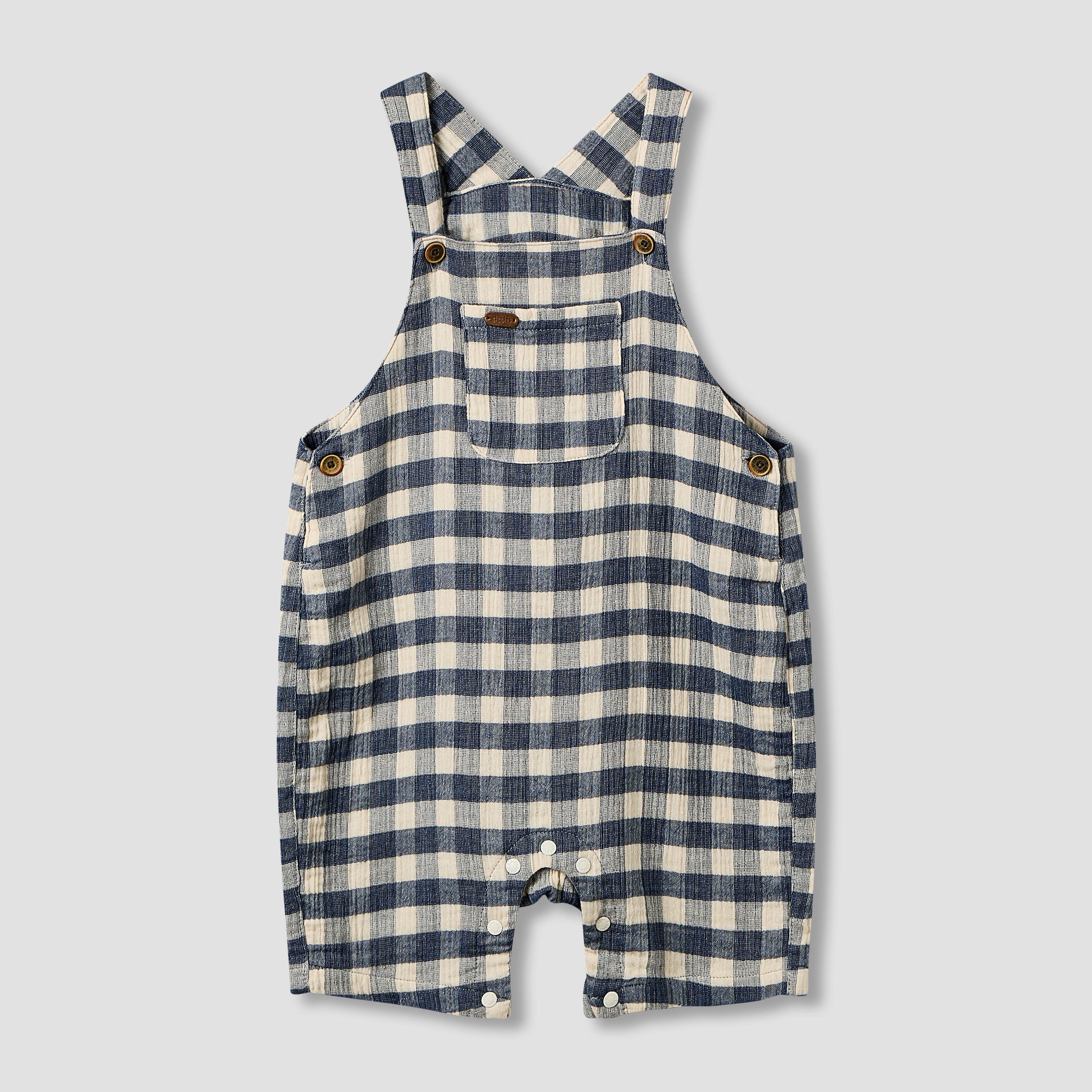 Giggles Collared Short Sleeve Top and Dungaree Set with Button Closure