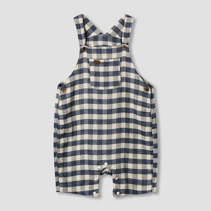 Giggles Collared Short Sleeve Top and Dungaree Set with Button Closure