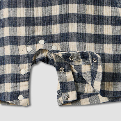 Giggles Collared Short Sleeve Top and Dungaree Set with Button Closure