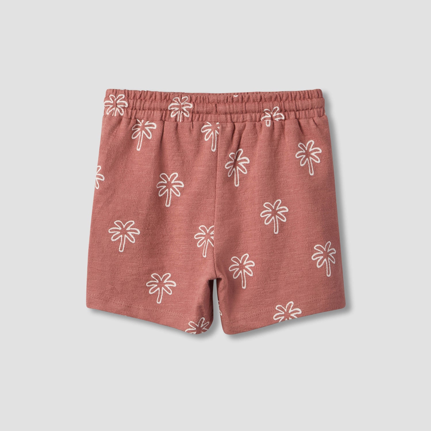 Giggles Collared Short Sleeves Polo T-shirt and Shorts Set with Palm Tree Print