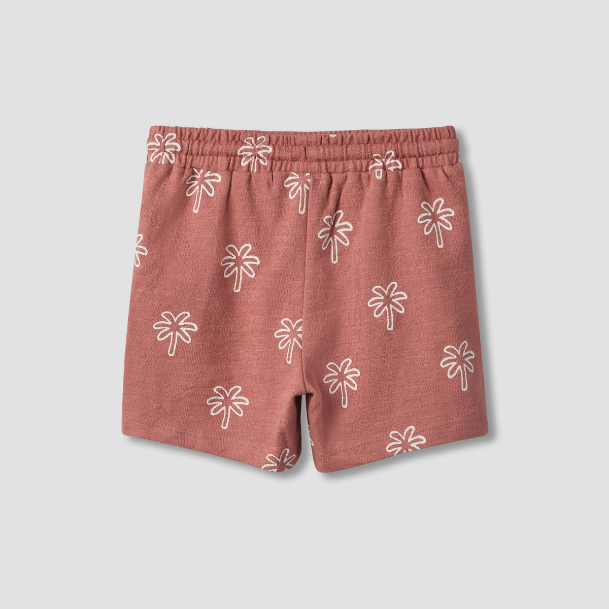 Giggles Collared Short Sleeves Polo T-shirt and Shorts Set with Palm Tree Print