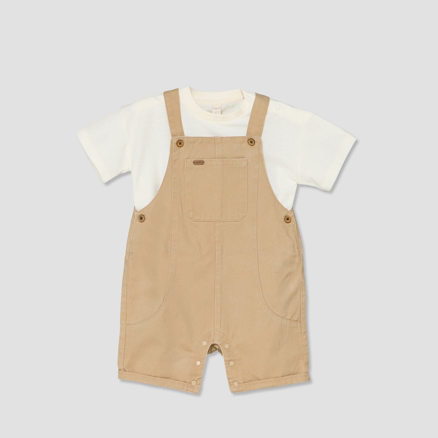 Giggles Crew Neck Short Sleeves T-shirt and Dungaree Set with Pockets - Multicolour / 12-18 mths