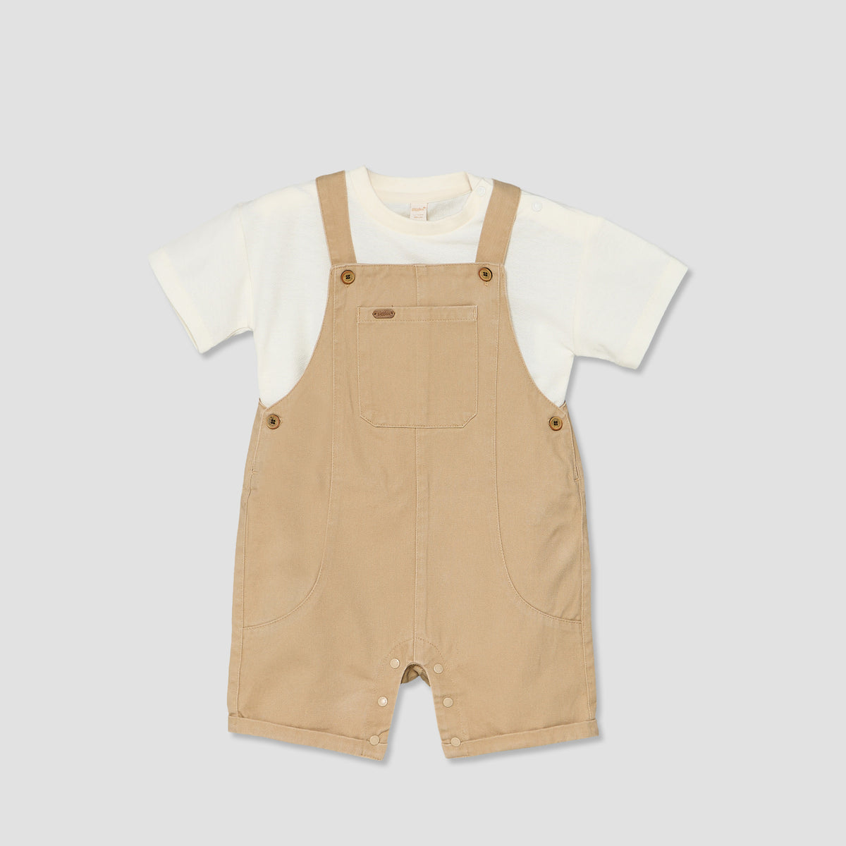 Giggles Crew Neck Short Sleeves T-shirt and Dungaree Set with Pockets