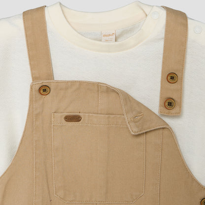 Giggles Crew Neck Short Sleeves T-shirt and Dungaree Set with Pockets