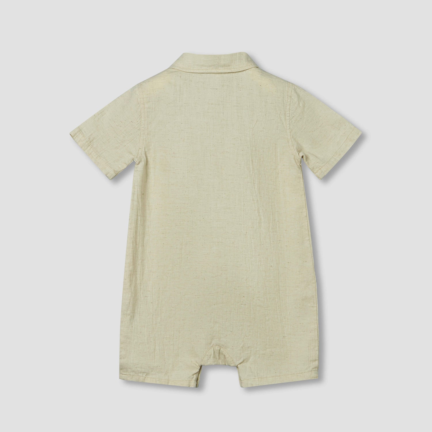 Giggles Collared Short Sleeves Romper with Embroidery