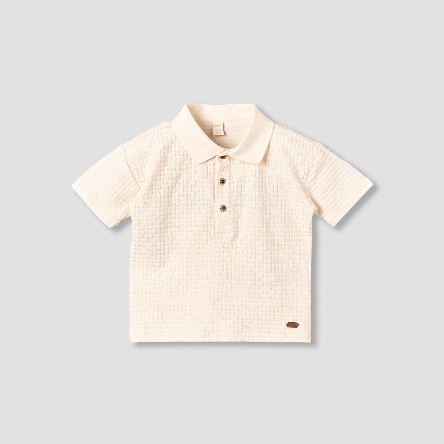 Giggles Collared Short Sleeve Polo T-shirt and Shorts Set with Texture