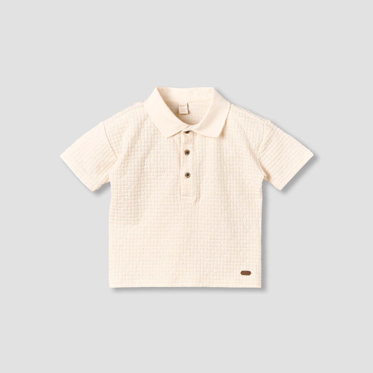 Giggles Collared Short Sleeve Polo T-shirt and Shorts Set with Texture