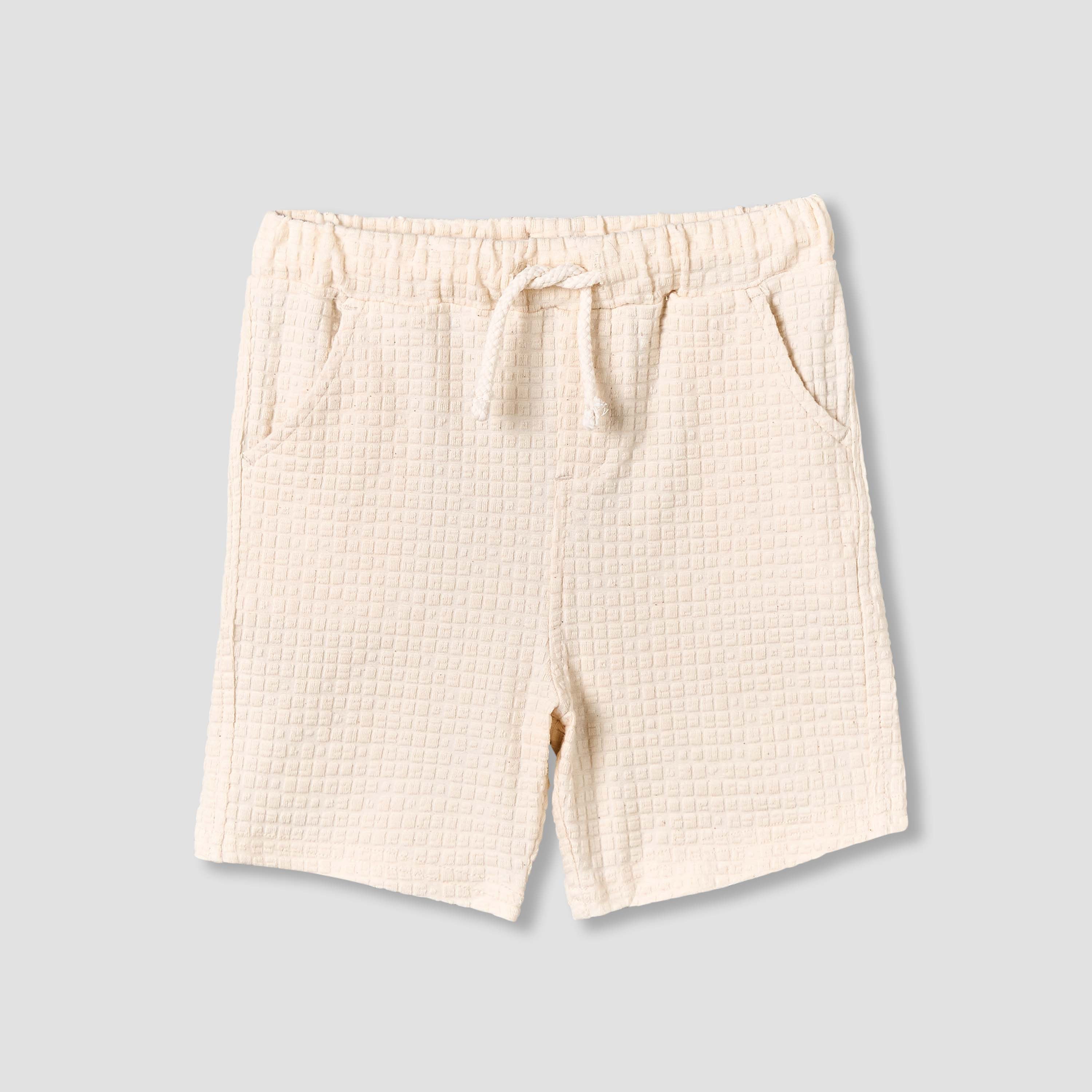 Giggles Collared Short Sleeve Polo T-shirt and Shorts Set with Texture