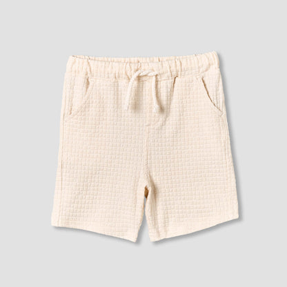 Giggles Collared Short Sleeve Polo T-shirt and Shorts Set with Texture