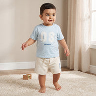 Lee Cooper Crew Neck Short Sleeves T-shirt and Shorts Set with Varsity Print-undefined-image-1