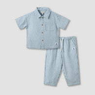 Lee Cooper Collared Short Sleeves Shirt and Pants Set with Pockets-undefined-image-1
