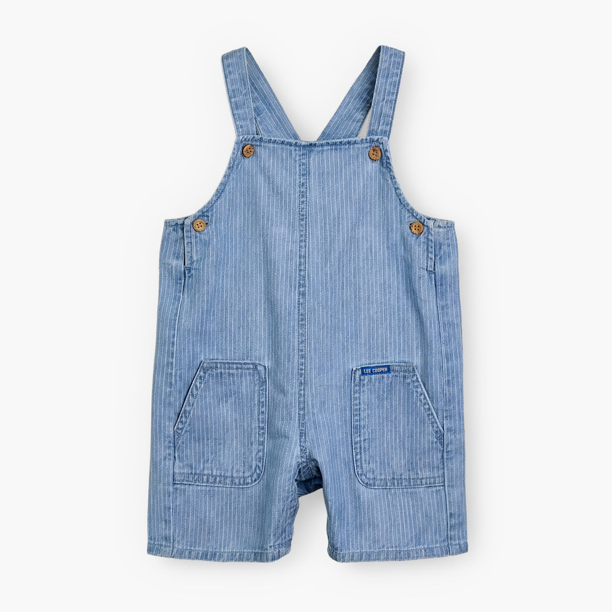 Lee Cooper Round Neck Short Sleeve T-shirt and Dungaree Set with Button Closure